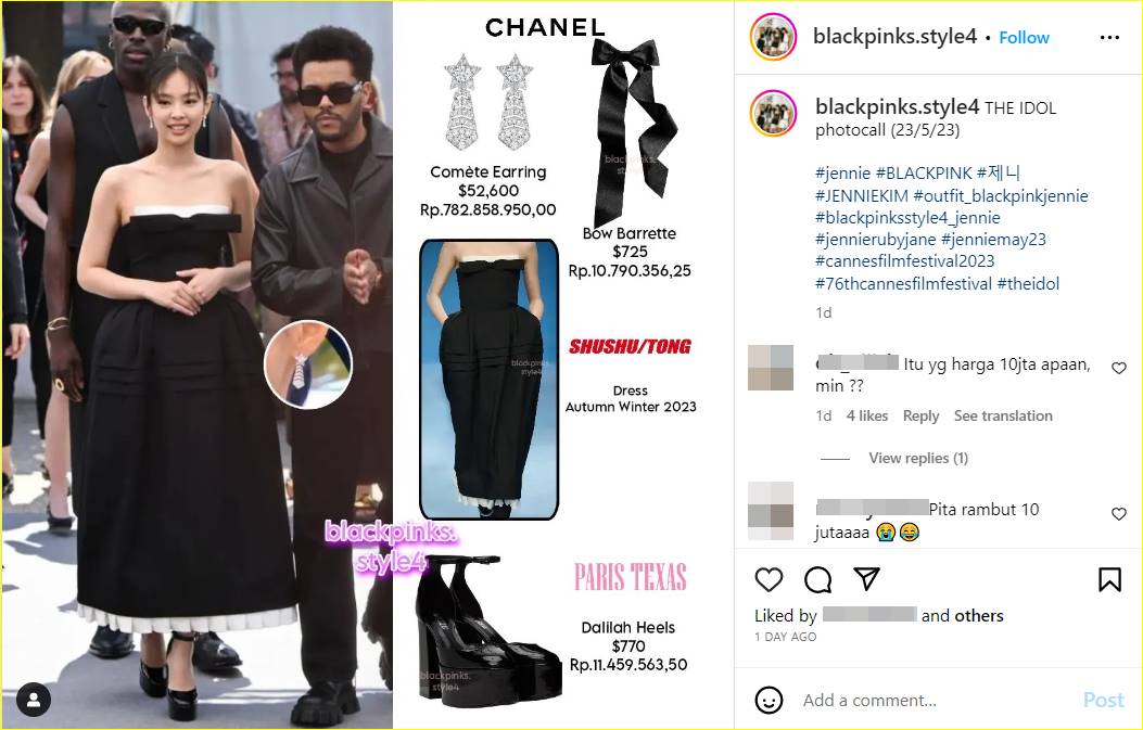 detail harga outfit Jennie BLACKPINK