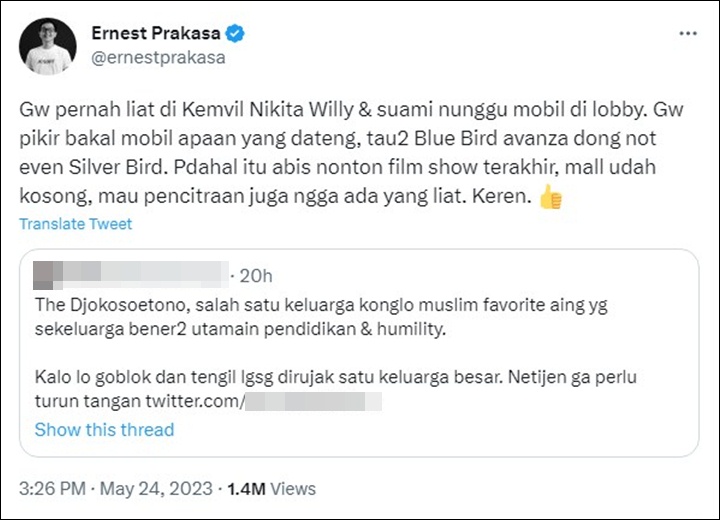 Sifat Humble Nikita Willy dan Indra Priawan Dibongkar Ernest Prakasa, Anti Flexing!