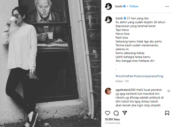 Gaya Lulu Tobing Saat Merokok Swag Abis, Kini Putuskan Berhenti