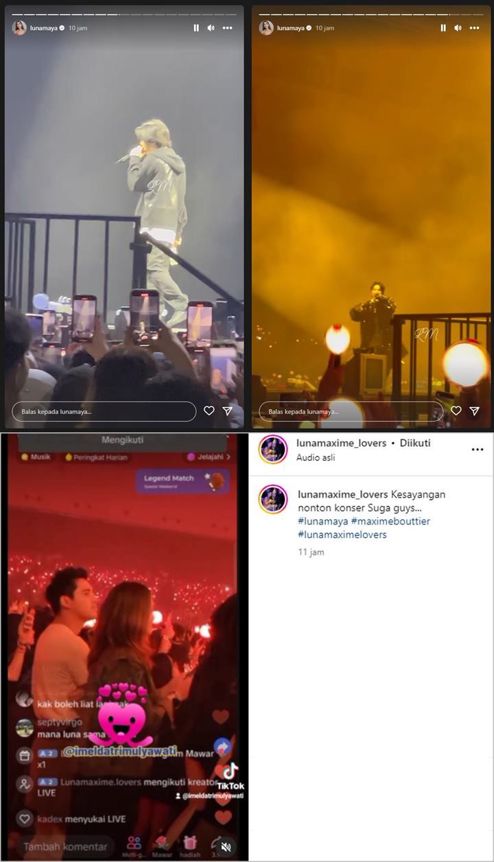 Luna Maya dan Maxime Bouttier Keciduk Nonton Konser Suga BTS, Aksi Senggol-senggol Bikin Baper