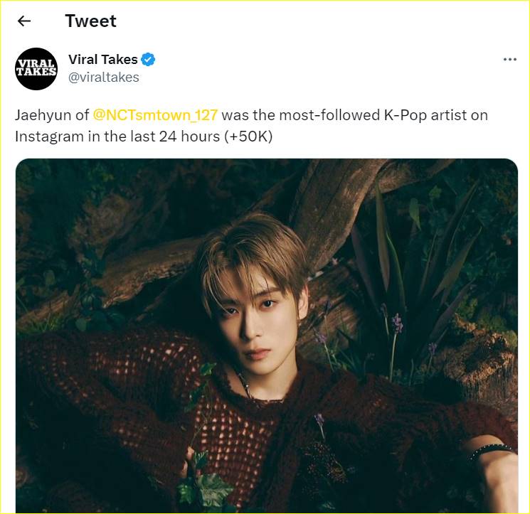 Jaehyun NCT jadi artis K-Pop yang mendapatkan followers terbanyak dalam 24 jam terakhir
