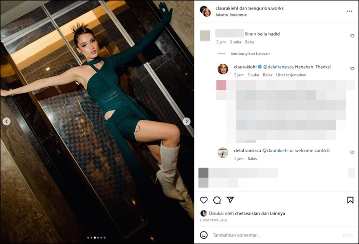 Tampil Kece Dengan Dress Pendek, Cinta Laura Berterima Kasih Usai Disangka Bella Hadid