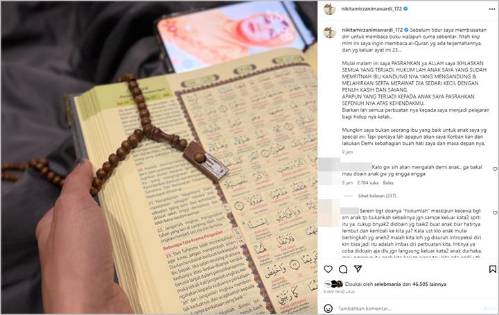 Berseteru dengan Loly, Nikita Mirzani Pasrah Panjatkan Doa Minta Anak Dihukum