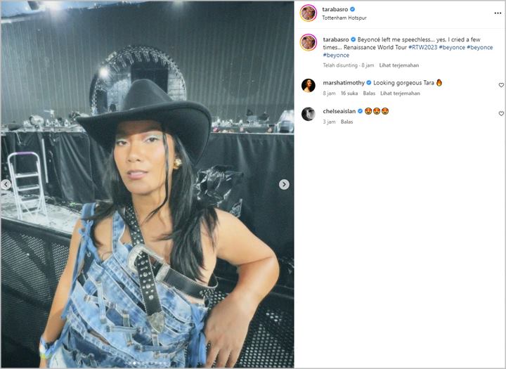 Tara Basro Tampil Nyentrik Saat Nonton Konser Beyonce Banjir Pujian, Letak Ikat Pinggang Disorot