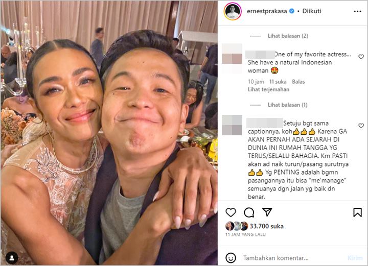 Hadiri Pernikahan Adinia Wirasti, Doa Ernest Prakasa Tuai Acungan Jempol