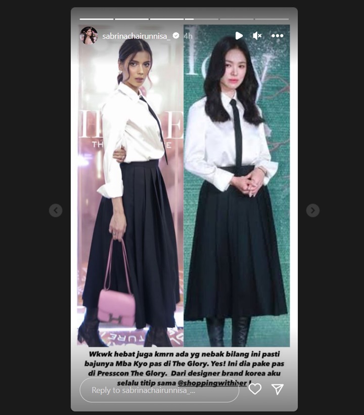 Sabrina Chairunnisa Kembaran Outfit Dengan Song Hye Kyo, Tak Kalah Kece!