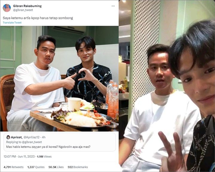 Gibran Rakabuming Pamer Foto Bareng Zayyan XODIAC, Pose Tak Sinkron Bikin Ngakak