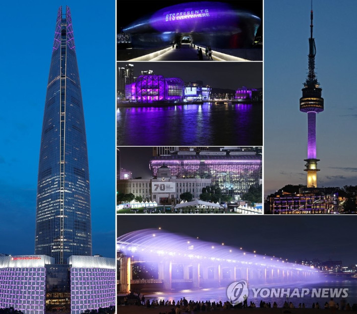 Aset Negara, BTS Bikin Landmark Seoul Serba Ungu Dalam Rangka Ulang Tahun ke-10