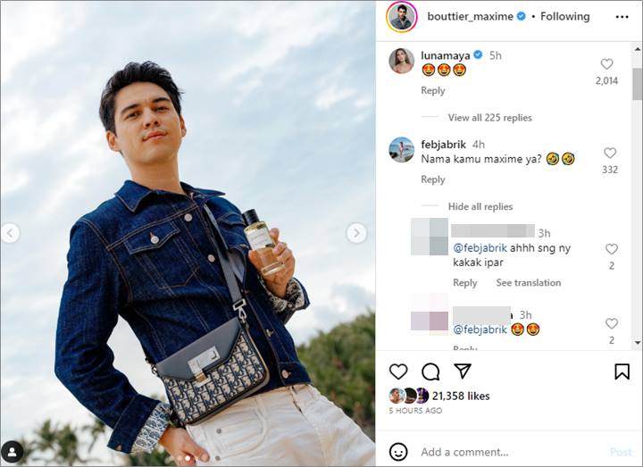 Tinggalkan Pertanyaan Random di Lapak Maxime Bouttier, Kakak Ipar Luna Maya Diserbu Tawa