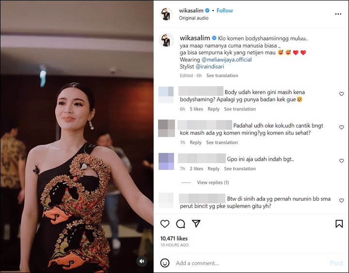 Wika Salim Balas Komen Body Shaming Dengan Gaya Cetar