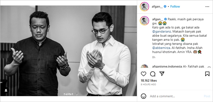 Afgan Menangis Kala Bagikan Kabar Duka, Rekan Artis Ungkap Belasungkawa