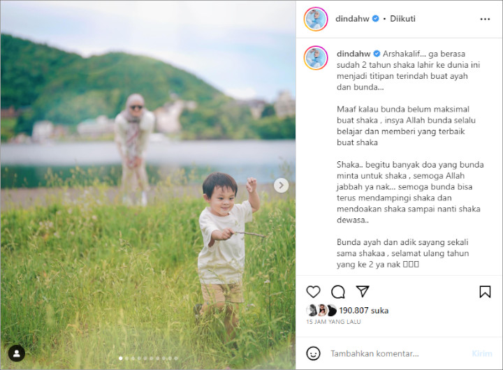 Jatuh Sakit, Dinda Hauw Tulis Pesan Haru Untuk Putra Sulung yang Berulang Tahun ke-2