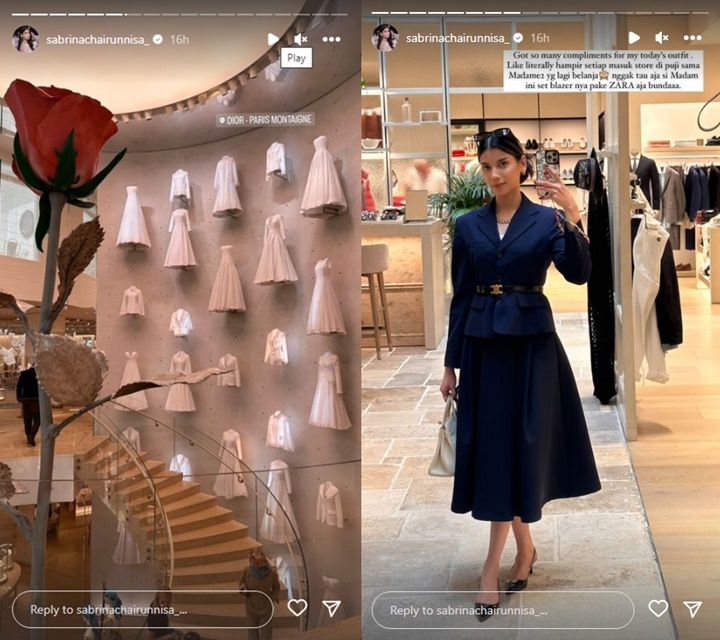 Sabrina Chairunnisa Kunjungi Toko Bersejarah Dior di Paris, Penampilan Elegan Dipuji Warga Lokal