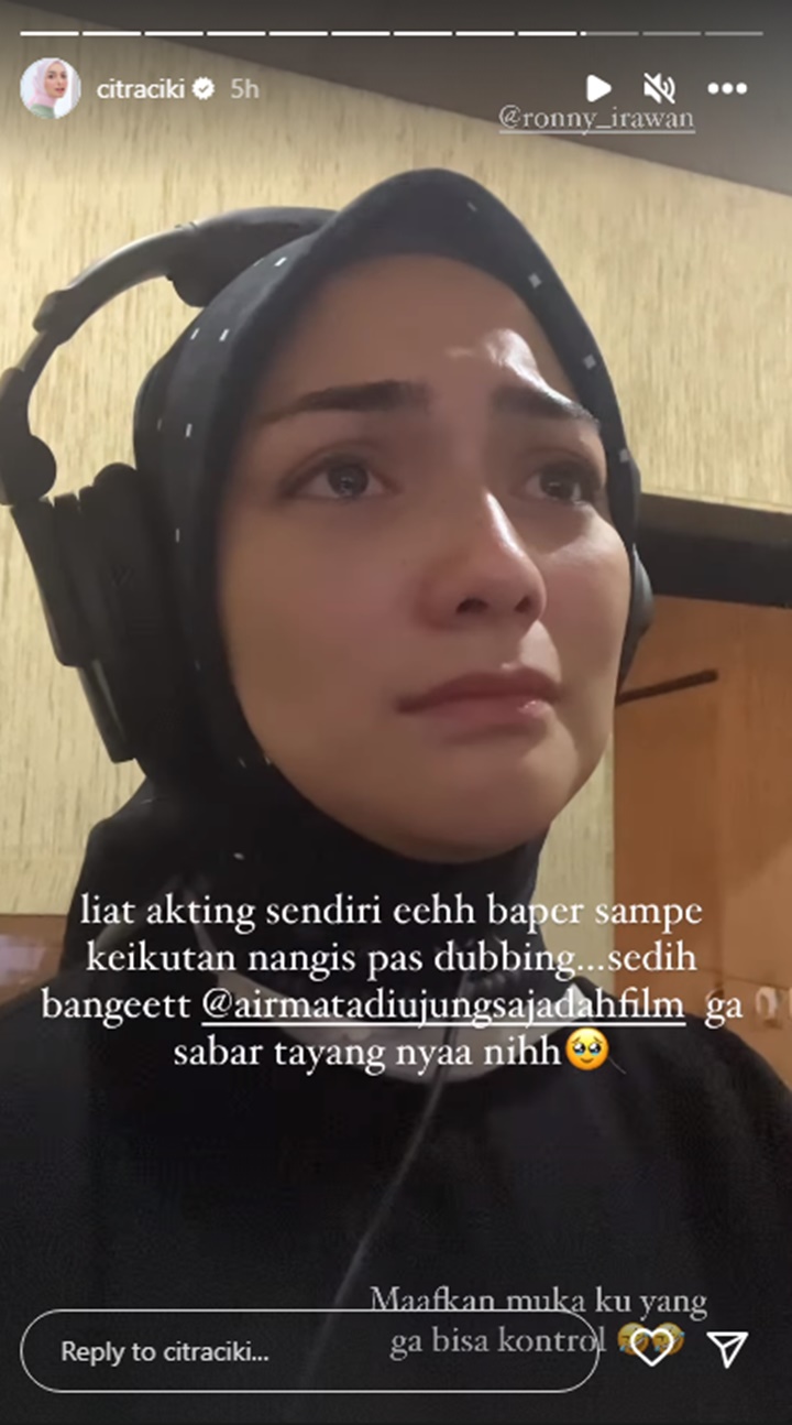 Citra Kirana Berderai Air Mata Lihat Aktingnya Sendiri di Film Terbaru