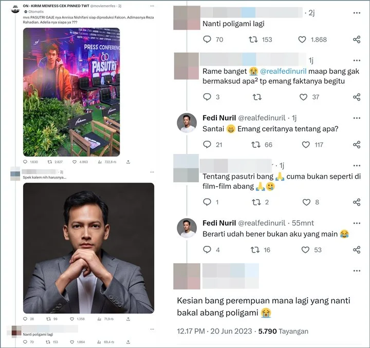 Kerap Akting Poligami, Fedi Nuril Trending Usai Goda Netter Soal Film Barunya