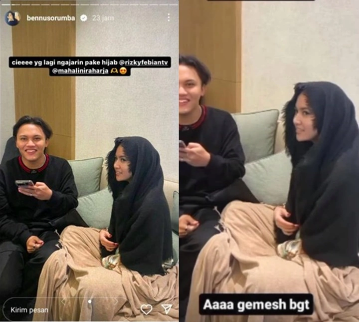 Mahalini Terciduk Diajari Rizky Febian Pakai Hijab, Auranya Bikin Pangling