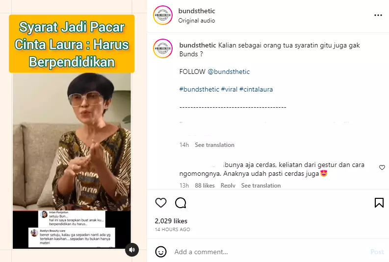 Sang Ibu Haruskan Calon Suami Cinta Laura Berpendidikan Alasan Ikut