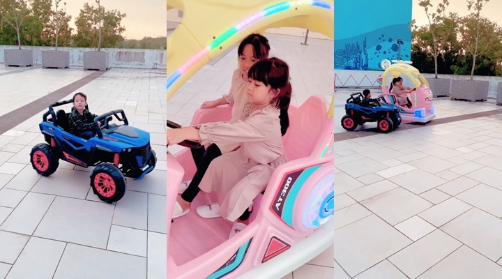 Megumi Dkk Naiki Mobil-Mobilan