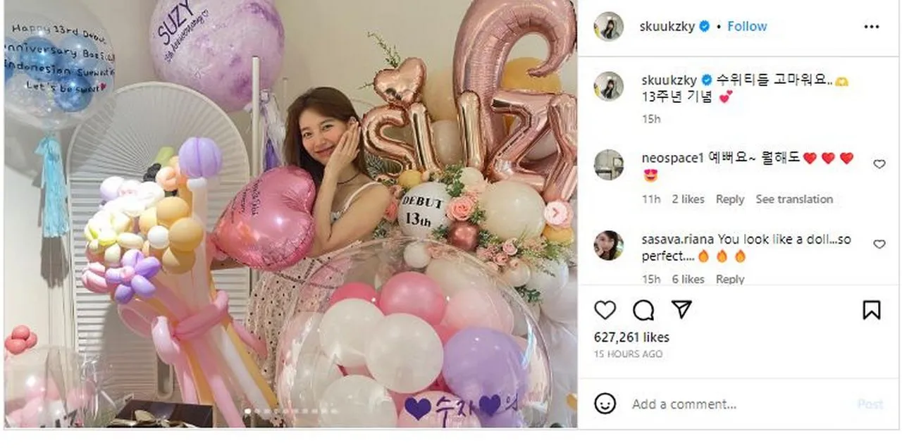 Suzy Tampil Sumringah Rayakan 13 Tahun Debut Anniv, Visual Tak Lekang Waktu Tuai Pujian