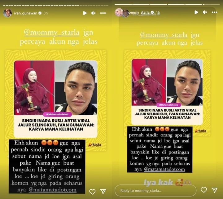 Ivan Gunawan Ngamuk Dituding Sindir Inara Rusli, Istri Virgoun Balas Kalem