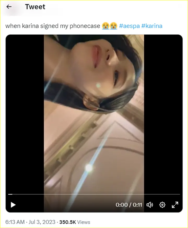 Visual Karina aespa dari angle close up dari bawah