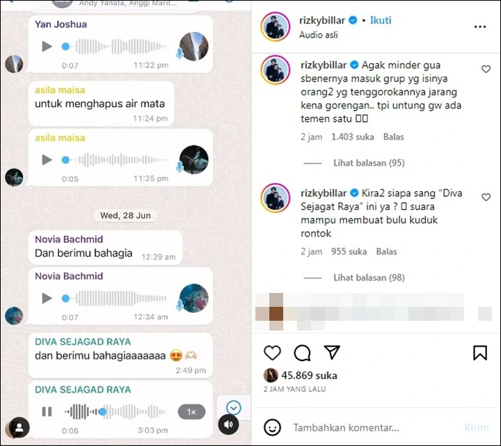 Rizky Billar Minder Masuk Grup Orang-Orang Bersuara Merdu, Beruntung Masih Ada Lucinta Luna