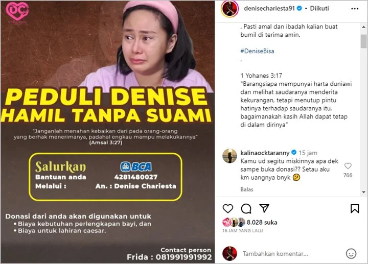 Kalina Oktarani Heran Denise Chariesta Buka Donasi untuk Kehamilannya, Banjir Persetujuan