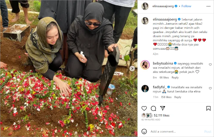 Elina Joerg Berduka Kehilangan Sosok Mimi, Banjir Ucapan Bela Sungkawa