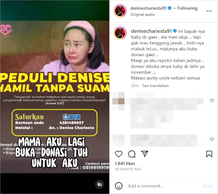 Denise Chariesta Ngaku Buka Donasi Karena Ayah Bayinya Tak Mau Tanggung Jawab dan Suka Mabuk