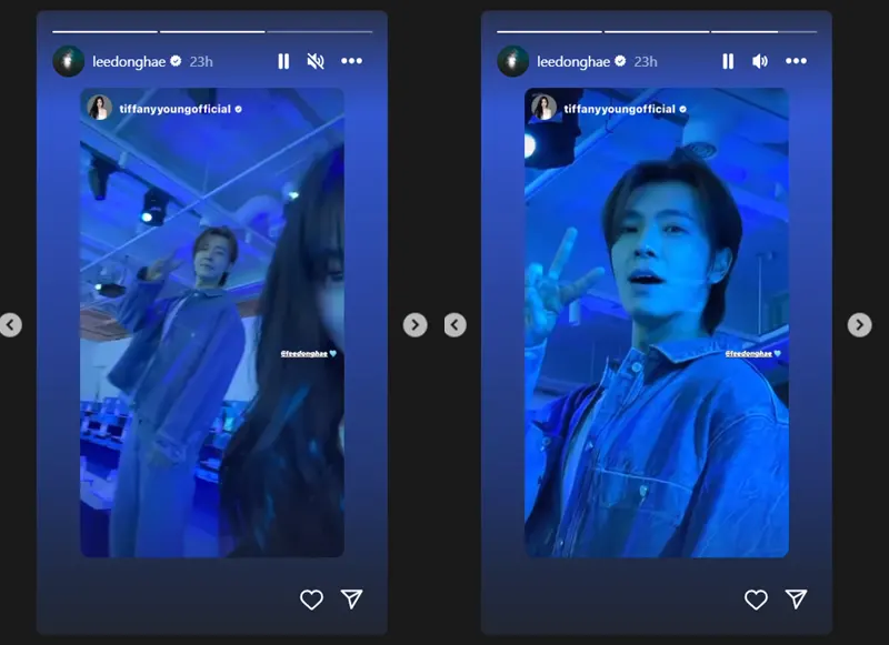 Tiffany Young SNSD dan Lee Donghae Super Junior mengabadikan momen bersama