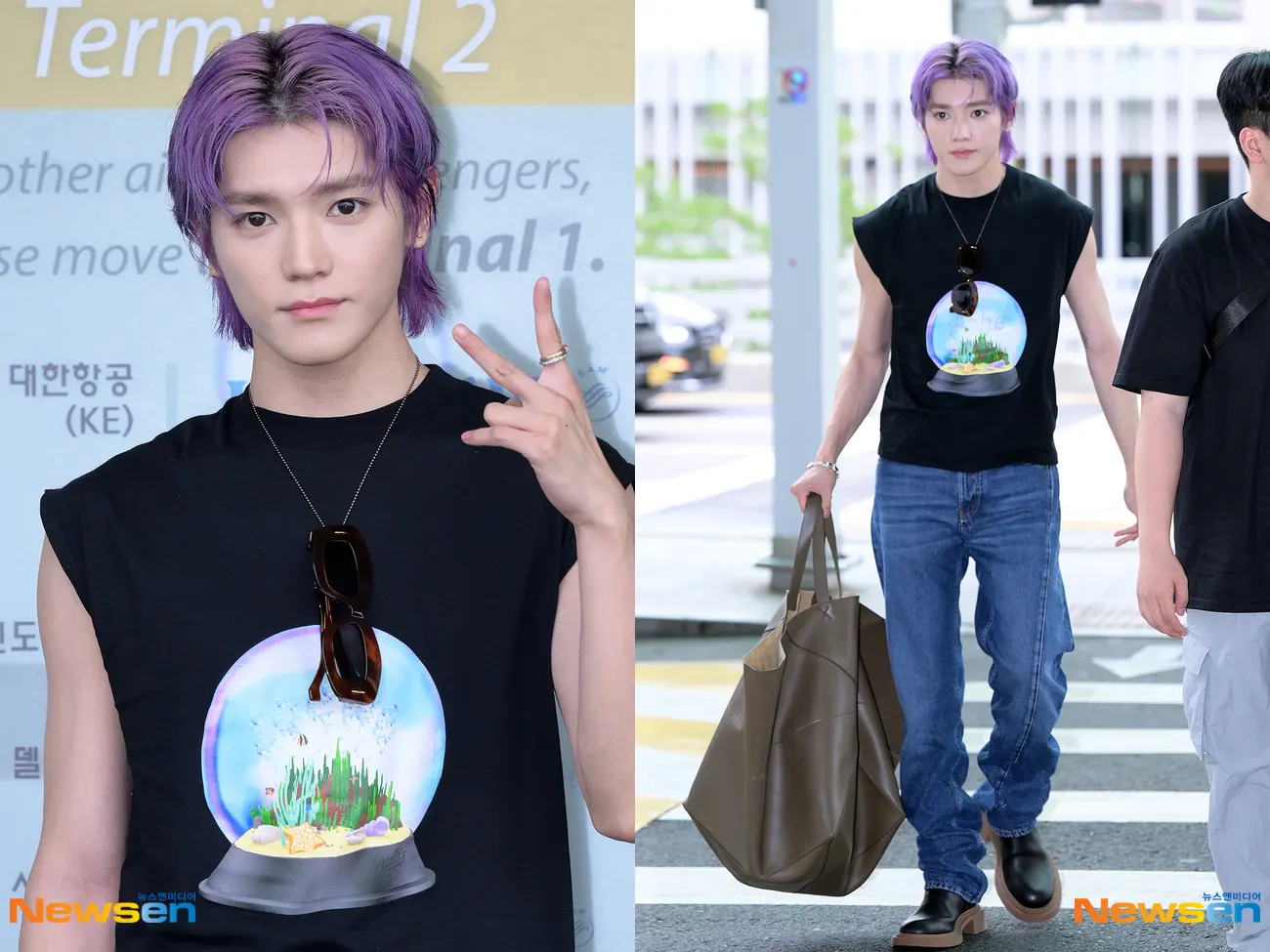 gaya Taeyong NCT berangkat ke Jakarta