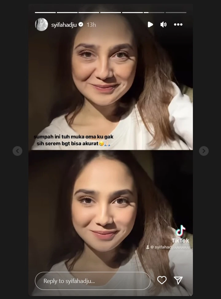 Coba Filter Tua, Syifa Hadju Takjub Lihat Wajahnya Jadi Plek Ketiplek Sang Oma Coba Filter Tua, Syifa Hadju Takjub Lihat Wajahnya Jadi Plek Ketiplek Sang Oma