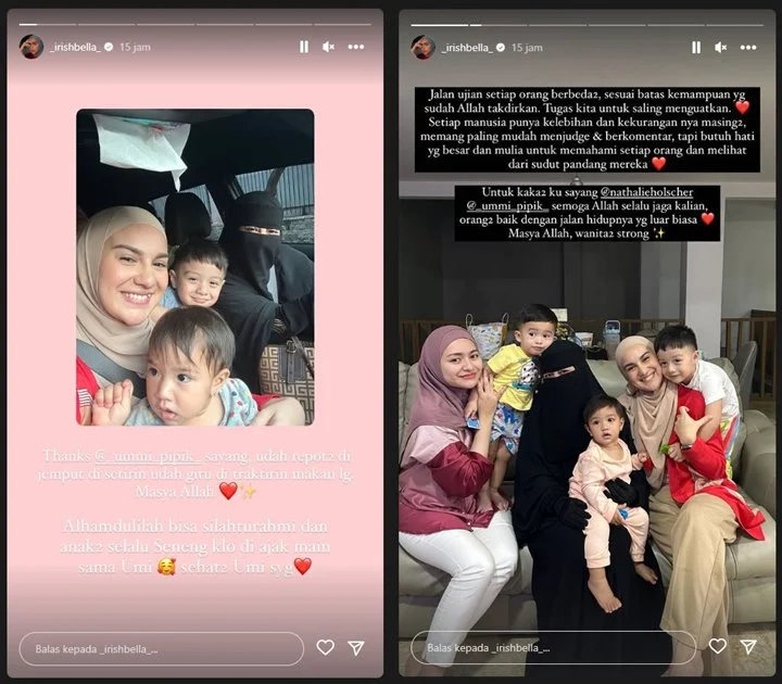 Usai Singgung Ujian, Irish Bella Tulis Doa Khusus untuk Umi Pipik dan Nathalie Holscher