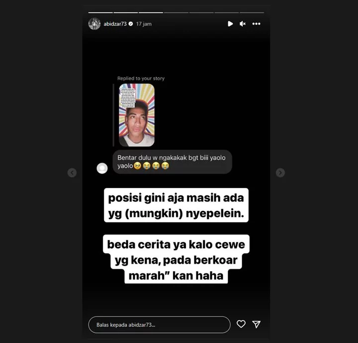 Abidzar Al Ghifari Jawab Menohok Usai Ceritanya Soal Jadi Korban Pelecehan Ditertawakan