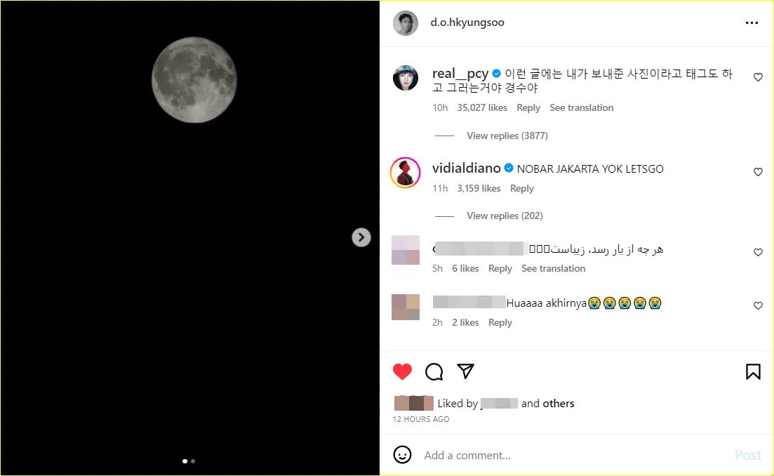 Chanyeol EXO komentari unggahan D.O.