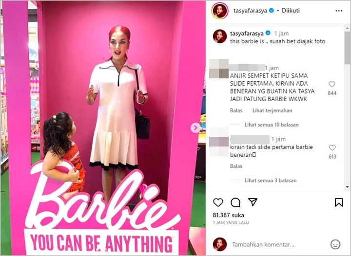 Look Tasya Farasya Kala Bergaya Ala Patung di Boks Barbie Bikin Banyak Orang Kegocek