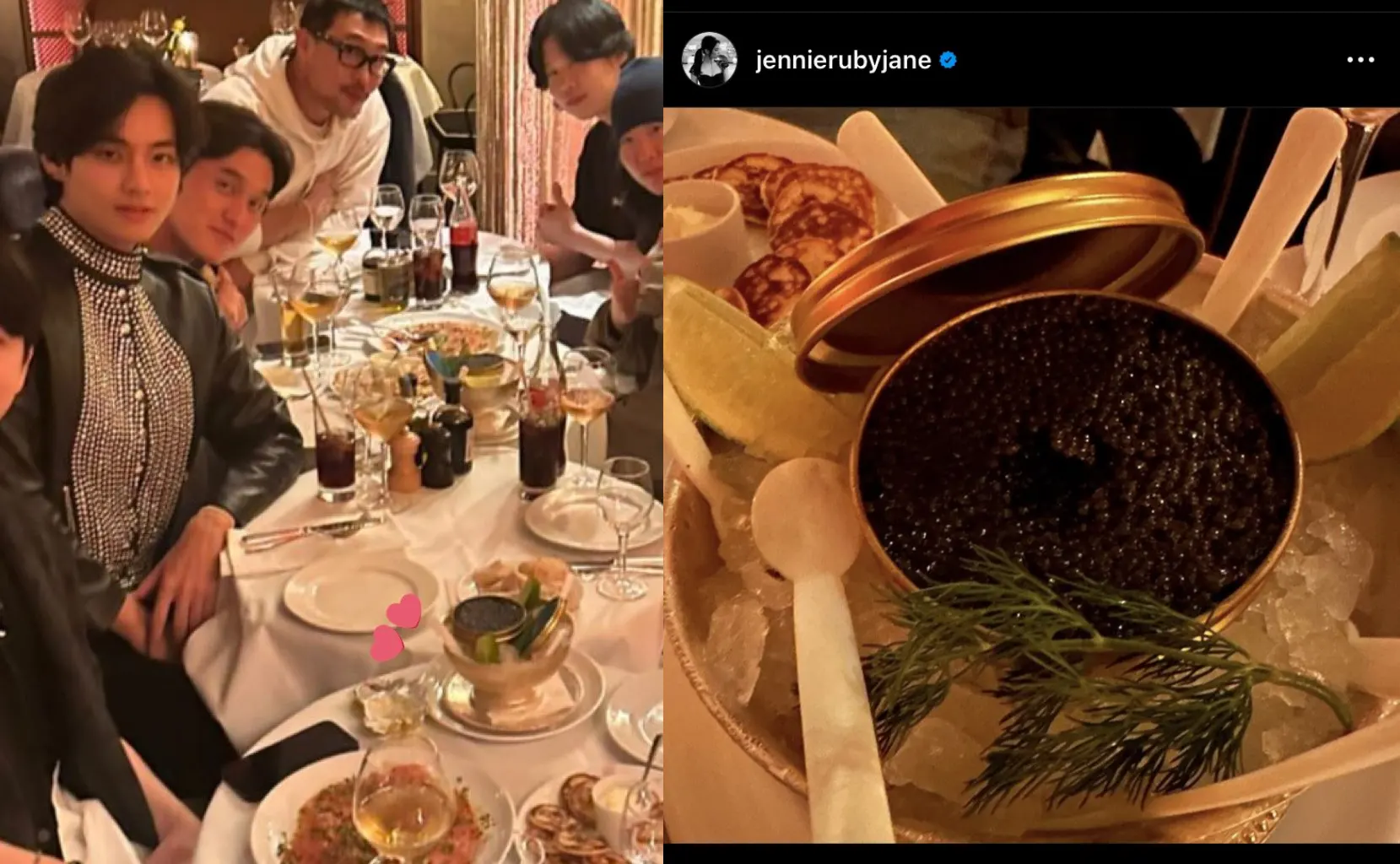 V BTS dan Jennie BLACKPINK makan menu sama