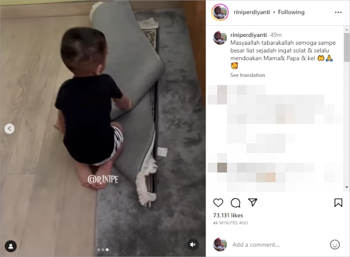 Rayyanza Lipat Sajadah Sendiri Usai Salat, Ramai Digoda Siap Jadi Imam