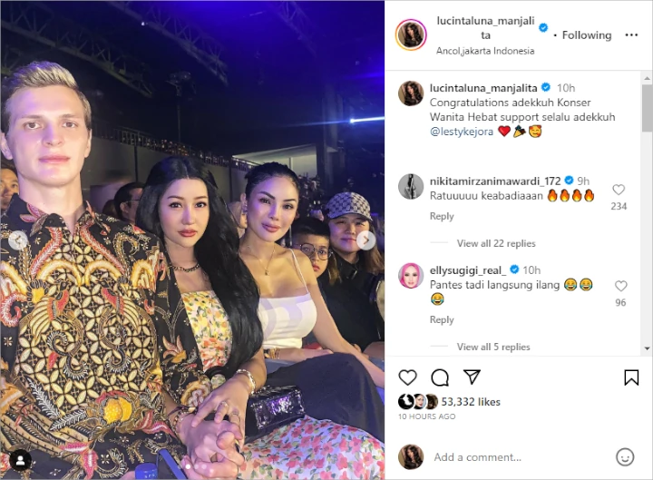 Lucinta Luna Ajak Calon Suami ke Konser Lesti Kejora, Kehadiran Nikita Mirzani Curi Perhatian