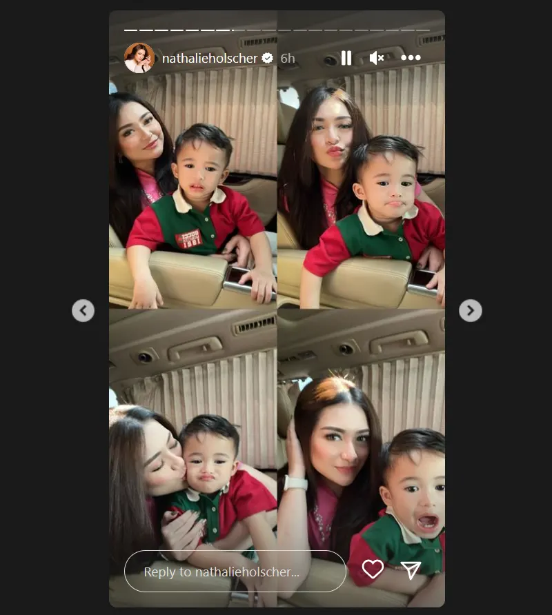 Nathalie Holscher post bareng anak sebelum ke grand opening tokonya
