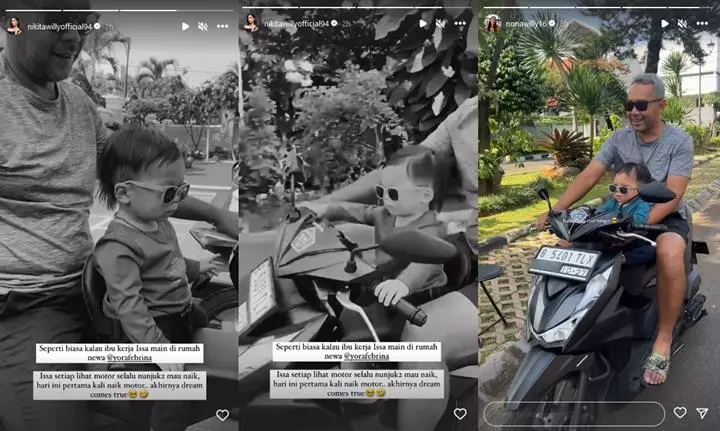 Putra Nikita Willy Perdana Naik Motor, Nathalie Holscher Santai Pakai Gaun Pendek-Topik Pagi