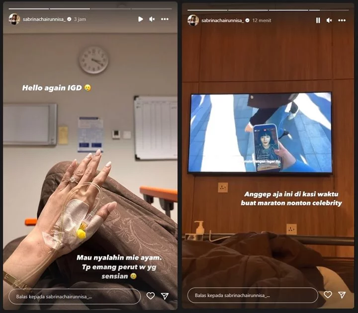 Sabrina Chairunnisa Kabarkan Tumbang Gegara Mie Ayam, Sampai Masuk IGD