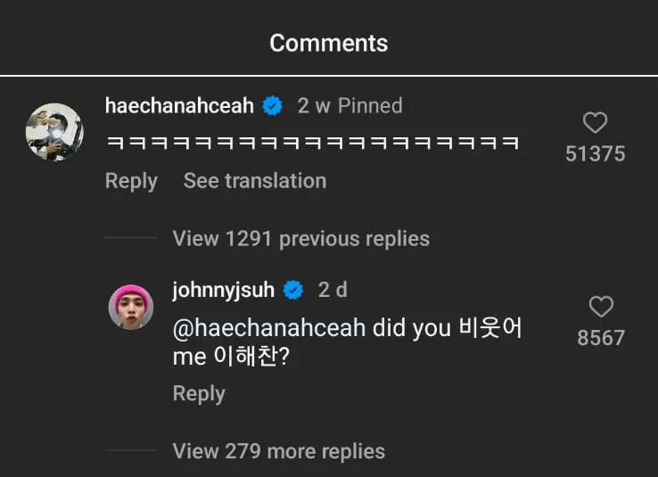 momen Johnny NCT balas komentar Haechan