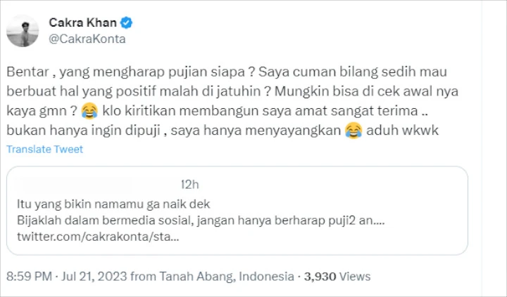 Dituding Cuma Ingin Dipuji Usai Tampil di \'AGT\', Cakra Khan Beri Reaksi Bijak