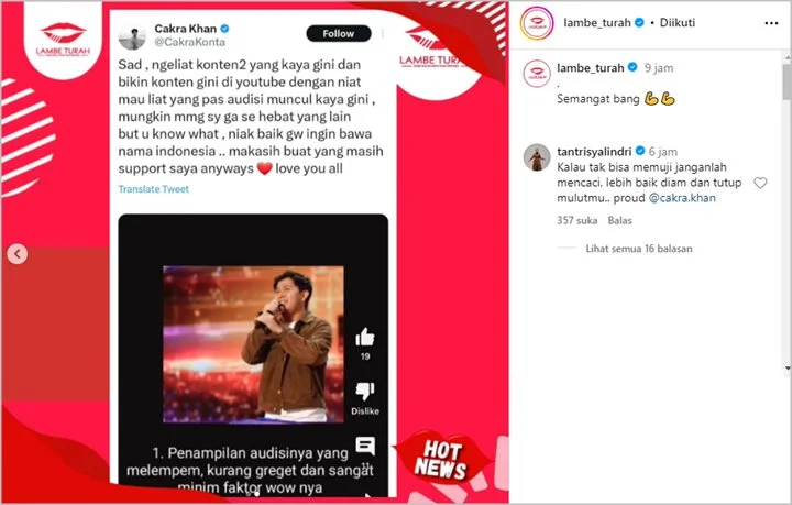 Penampilan Cakra Khan di \'AGT\' Dinyinyir Netizen, Pembelaan Tantri Kotak Menohok