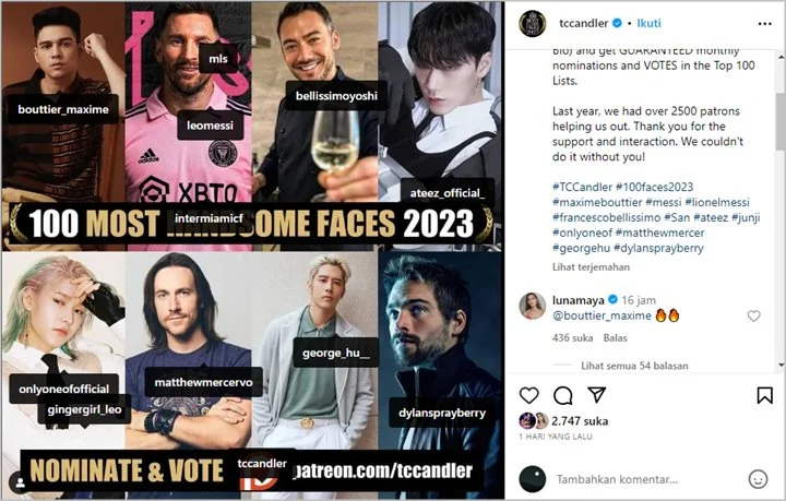 Maxime Bouttier Masuk Nominasi 100 Wajah Tertampan di Dunia 2023, Luna Maya Ikut Berapi-api