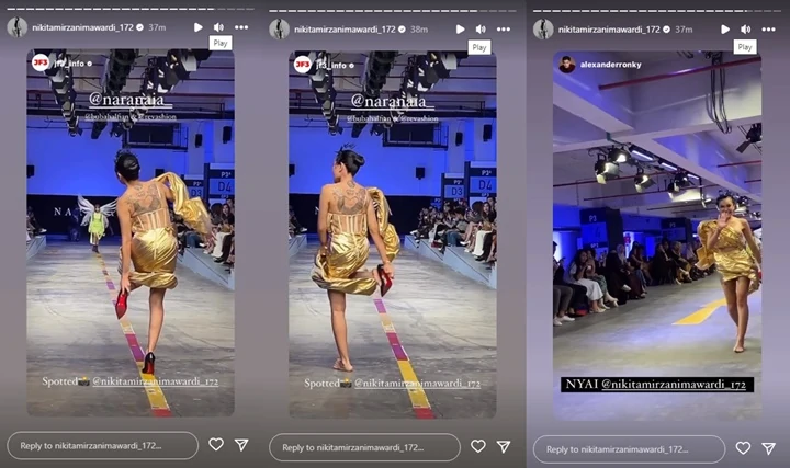 Bikin Riuh, Nikita Mirzani Nyeker Saat Jalan di Atas Catwalk