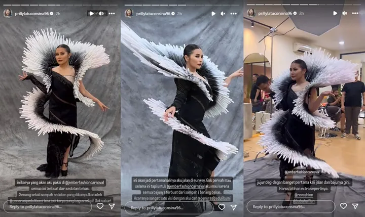 Kostum Unik nan Heboh Prilly Latuconsina di Jember Fashion Carnaval Terbuat dari Sampah