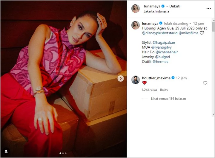 Luna Maya Serba Pink Pose Estetik di Atas Tumpukan Kardus, Maxime Bouttier Sat Set Beri Tanda Love