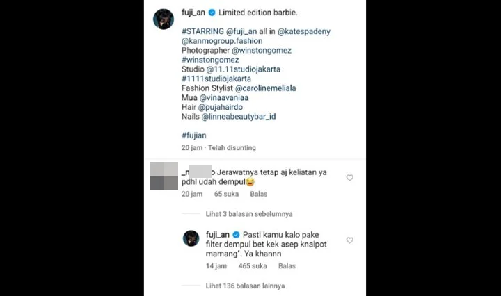 Fuji An Counter Attack Usai Digunjing Gagal Tutupi Jerawat Pakai Dempul di Pemotretan Terbaru